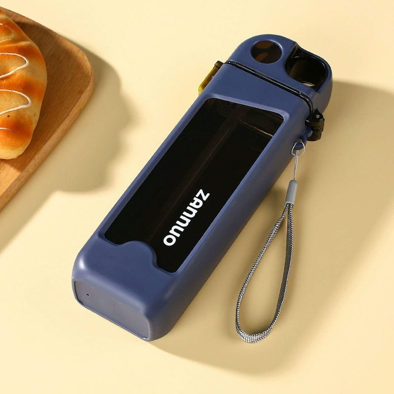 Portable Square Water Bottle with Straw