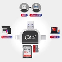 4-in-1-Universal-SD-TF-Kartenleser mit mehreren Anschlüssen