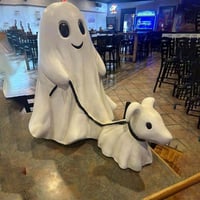 Halloween Ghost Walking Dog Statue👻