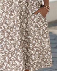 V-Neck Short-Sleeved Floral Dress