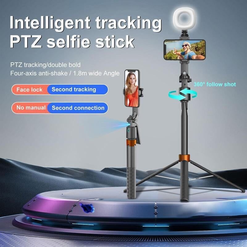 360° Rotatable Selfie Stick Tripod with 2Fill Lights &Auto Face Tracking