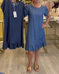 Kjole Casual Denim Rynket