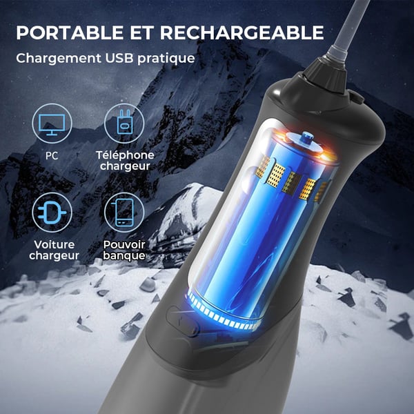 Hydropulseur portable rechargeable et irrigateur buccal