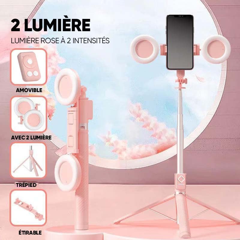 Nouveau bâton de selfie 6 en 1 avec lumière d'appoint