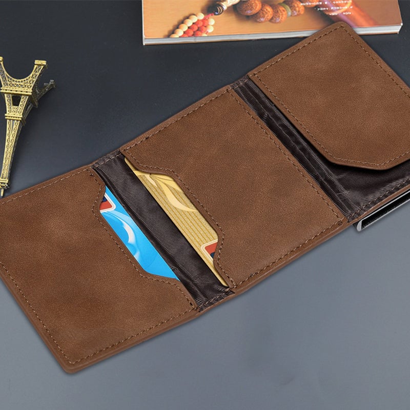 Anti-magnetic RFID card holder with zipper for men