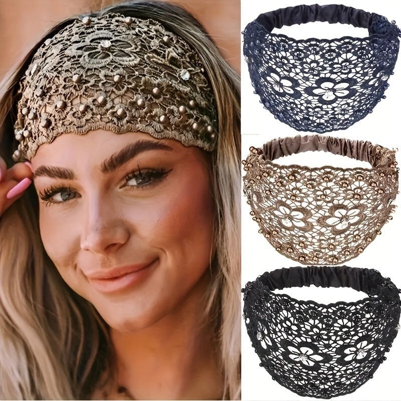 Plum Blossom Beaded Wide Headband