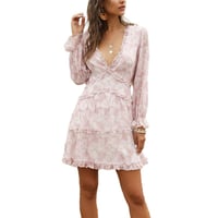 V-neck Floral  Chiffon Bohemian Dress