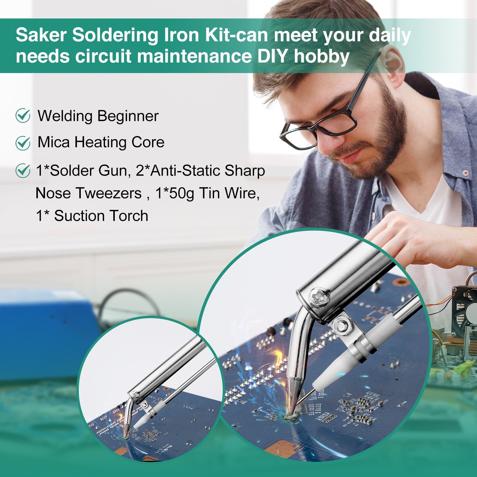 Sakerplus Adjustable Temperature Soldering Iron Kit