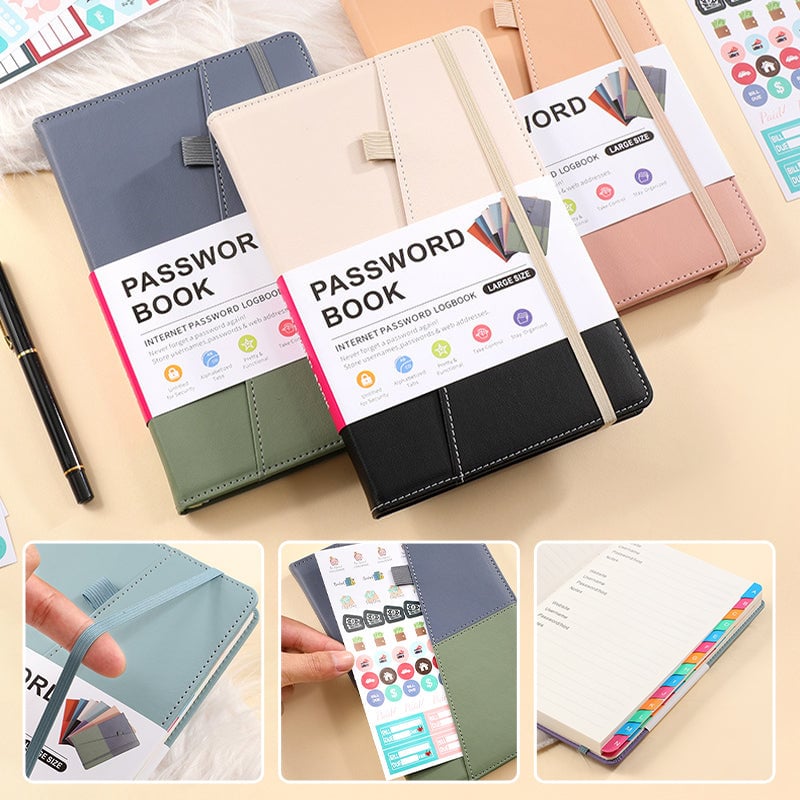 A5 Color-Block Password Notebook