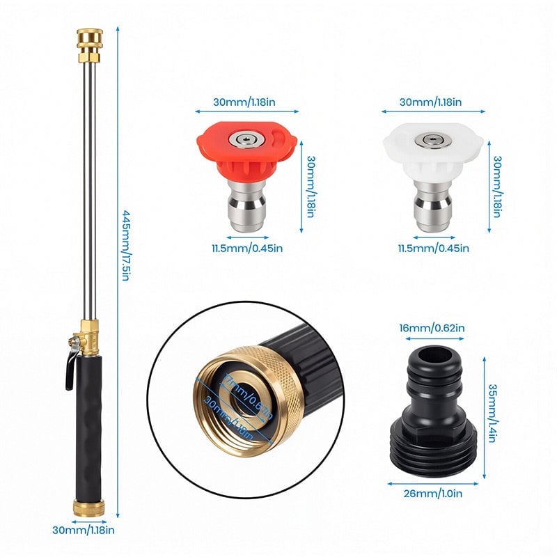 Garden Hose Nozzle High-Pressure Washer with 3 High-Pressure Nozzles