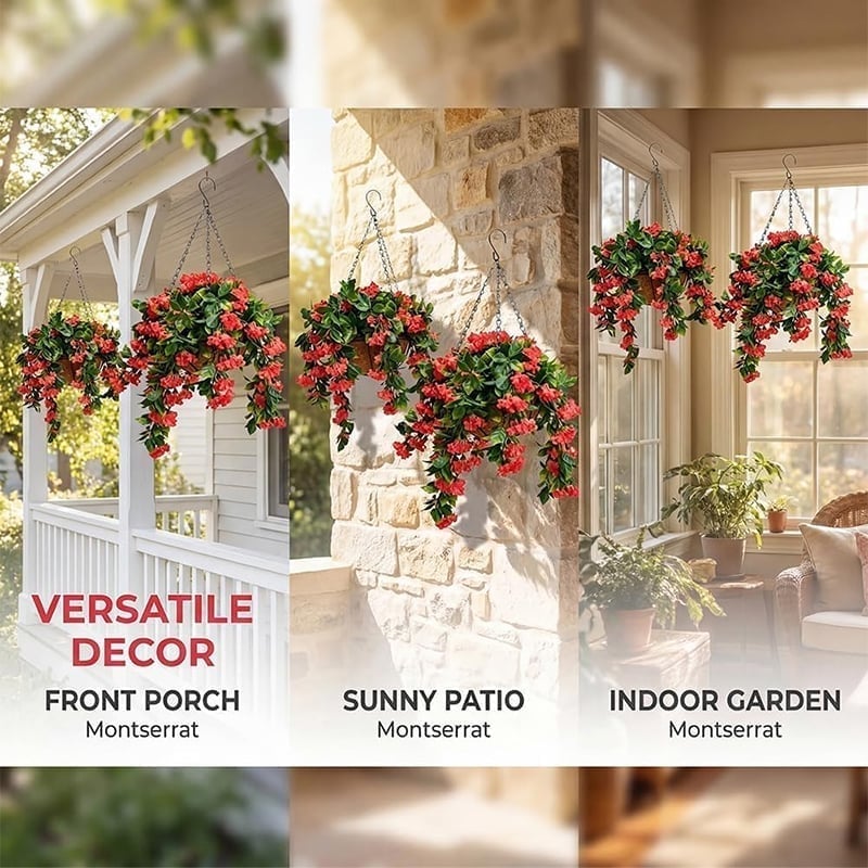 Faux Crepe Myrtle Hanging Baskets