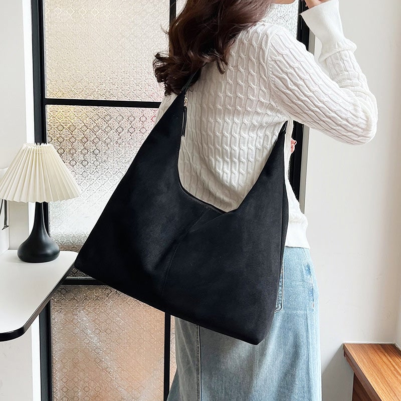 Pendlertasche aus Wildleder mit großem Fassungsvermögen