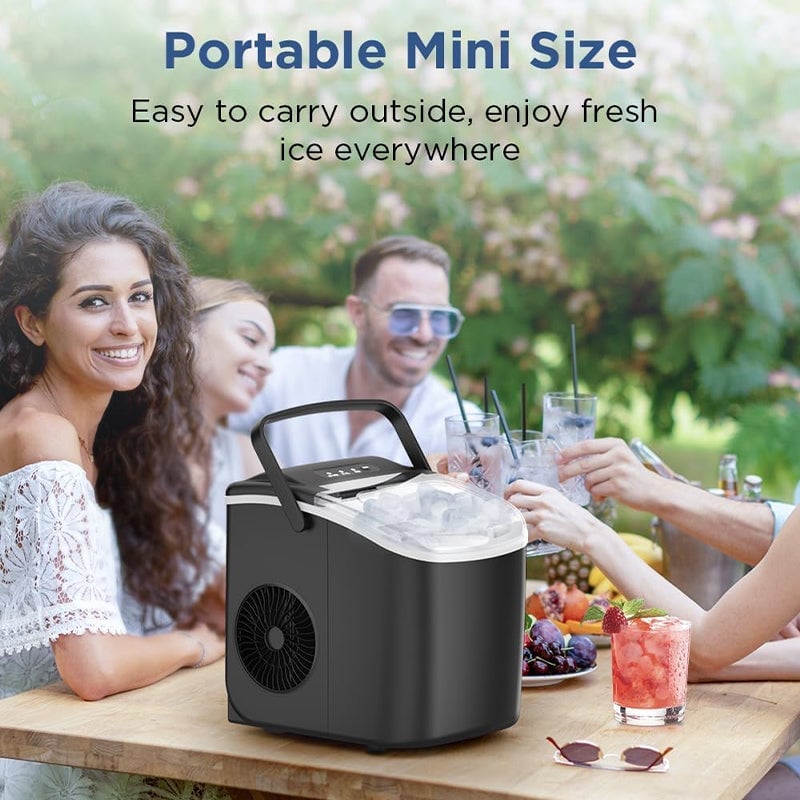 Sakerplus Portable Ice Machine with Self-Cleaning