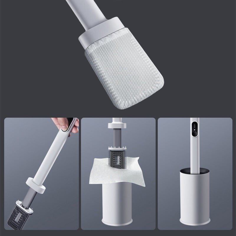 Cleaning long-handled toilet brush