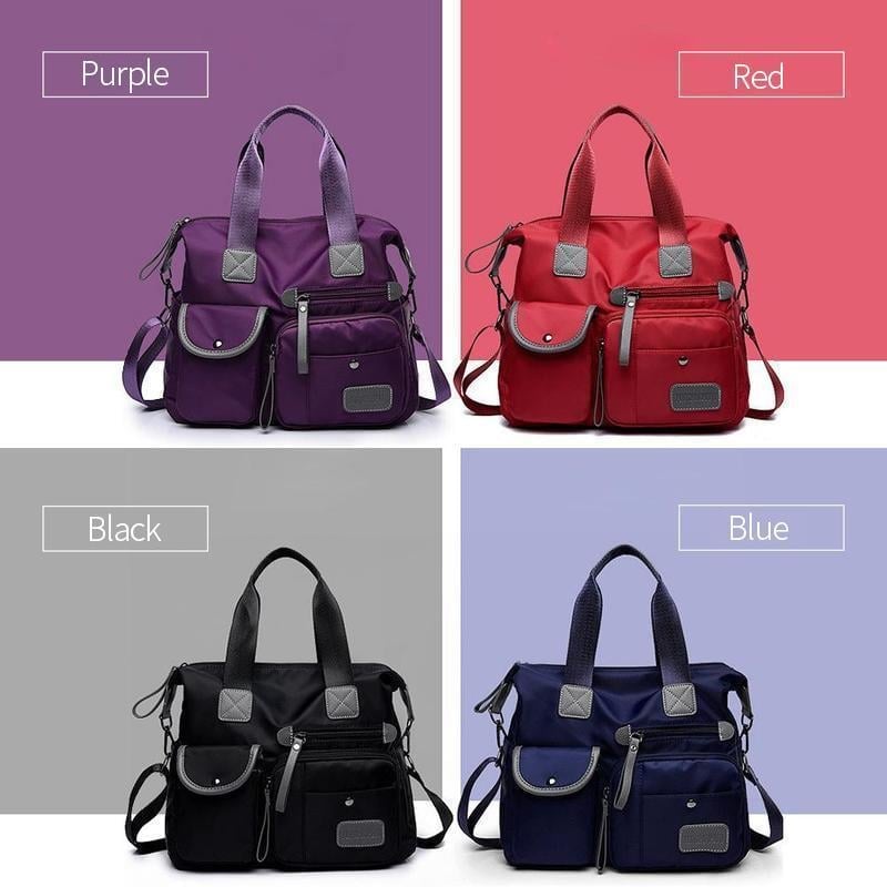 Women's Multi-pockets Travel Zipper Shoulder Bag, Portable Outdoor Duffel Handbags