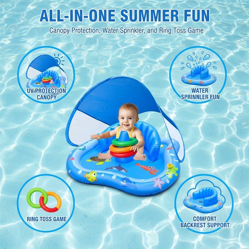 Kids Inflatable Splash Pool With Canopy