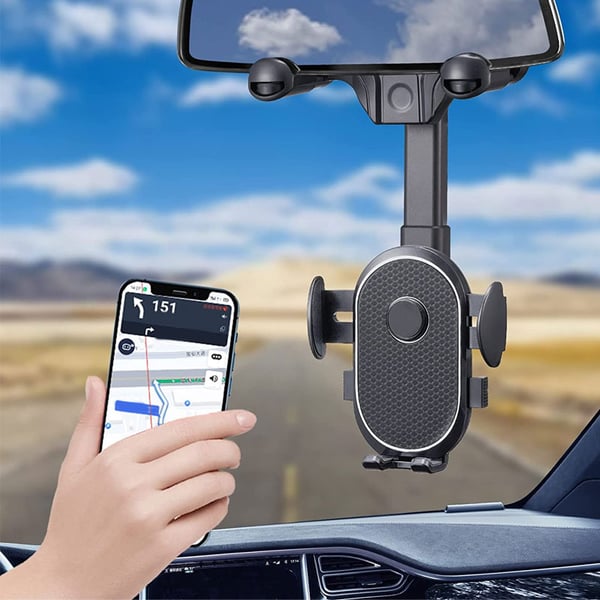 360° Rotatable and Retractable Car Rearview Mirror Phone Holder