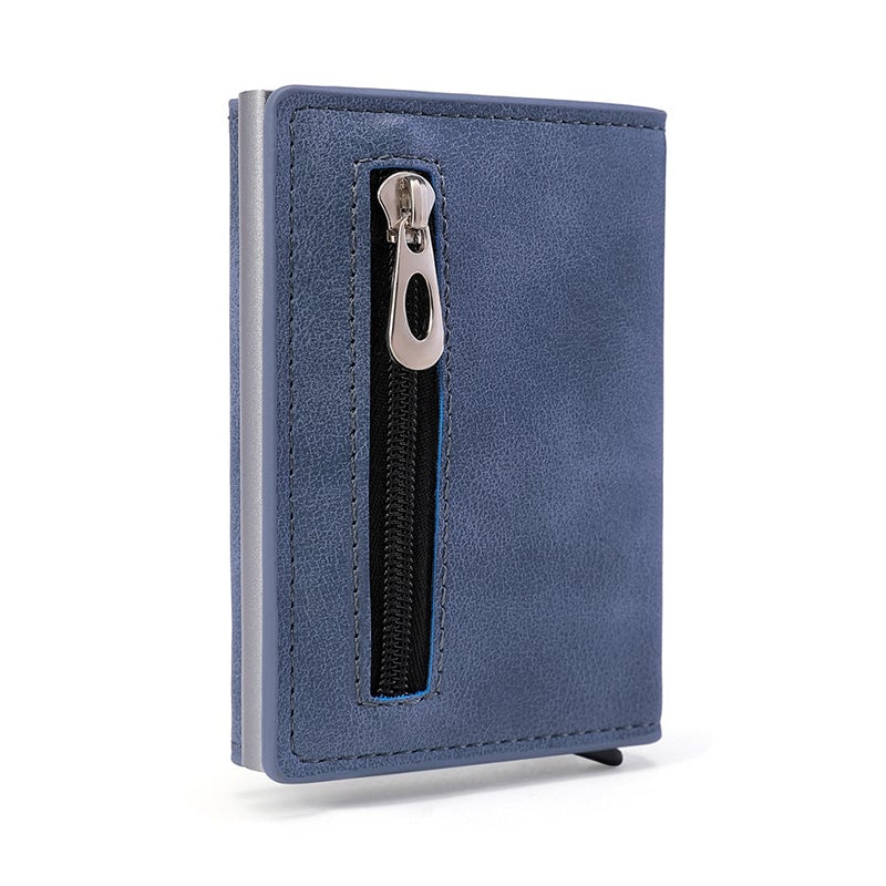 Anti-magnetic RFID card holder with zipper for men