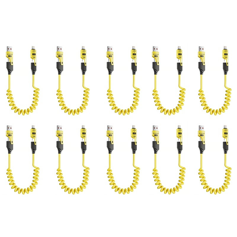 Spring retractable 4 in 1 65w fast charging data cable