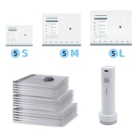 Cordless Travel Vacuum Bag Set (Rechargeable Pump + 15 Bags)