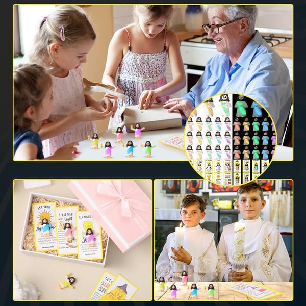 Glow in the Dark Mini Jesus Figurines with Bible verse Cards (5 pcs)