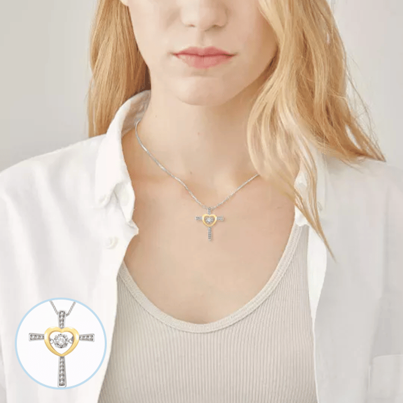 To My Soulmate Cross and Heart Necklace