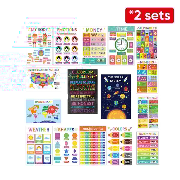 Colorful Educational Posters（16 PCS/SET ）