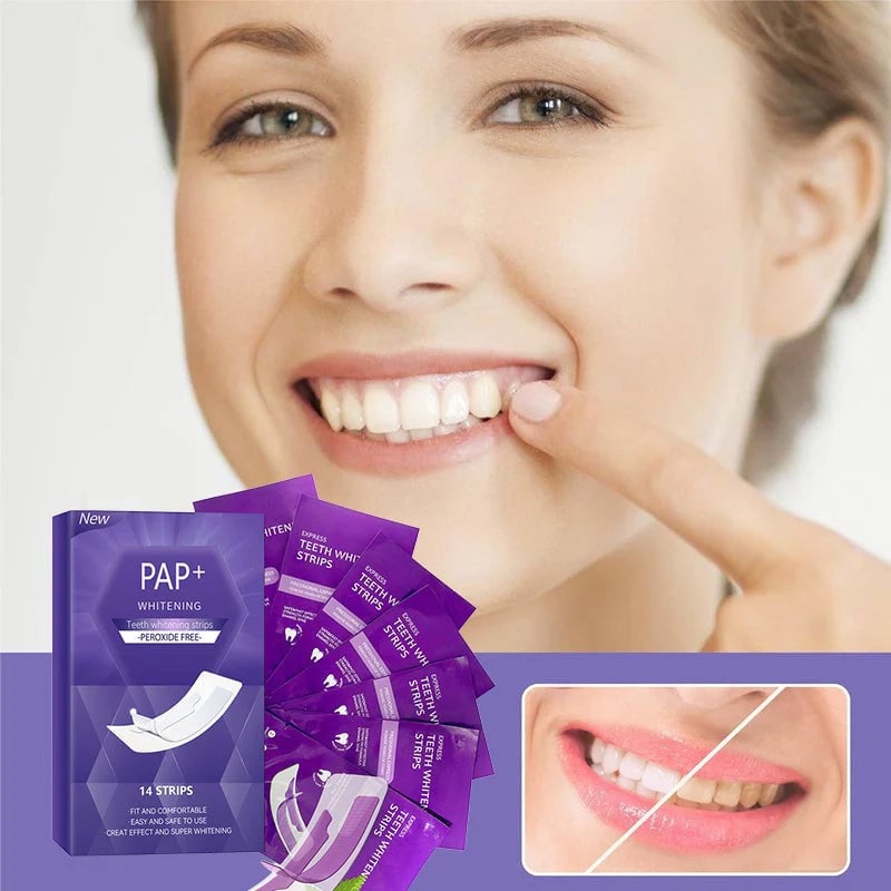 Yellow teeth whitening strips