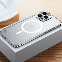 Funda de IPhone de Carga Magnética con Marco de Metal