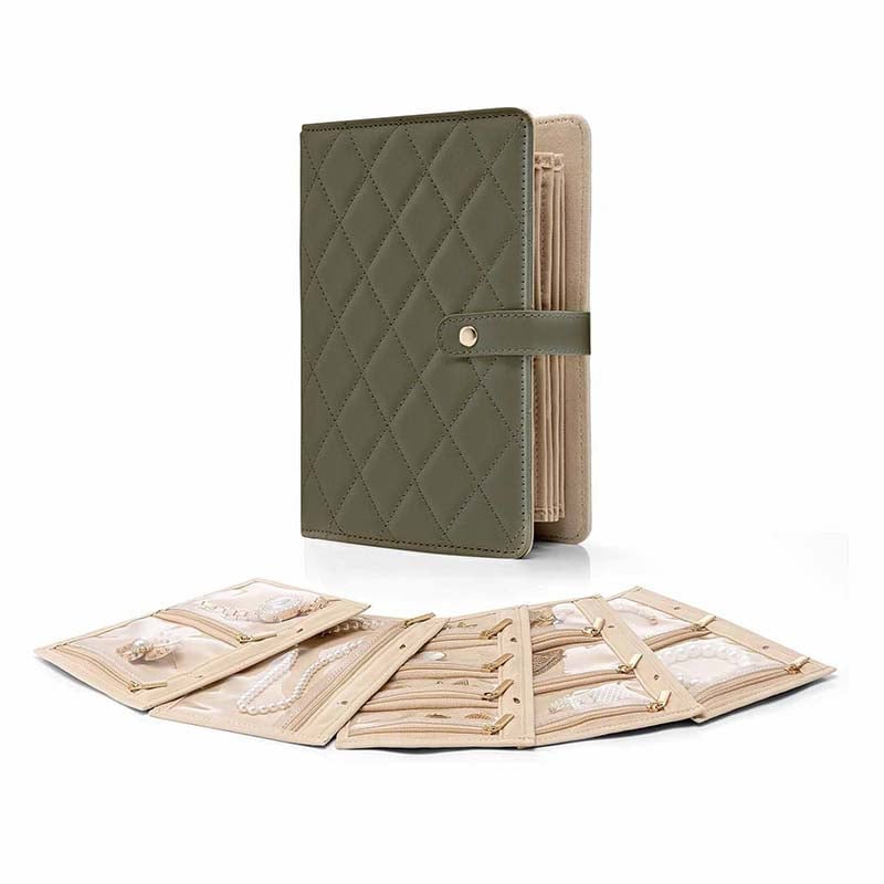 Étui de rangement de bijoux portable en cuir