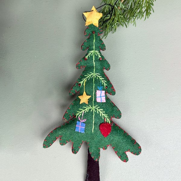 Handmade Felt Embroidered Christmas Tree Ornament