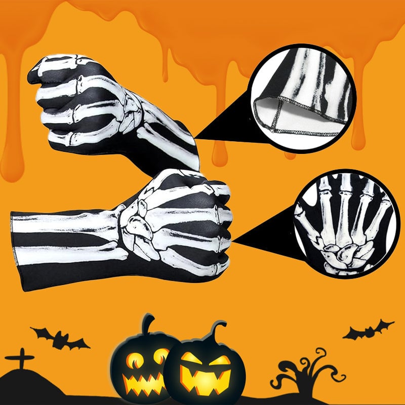 Doppelseitig bedruckte Totenkopf-Handschuhe