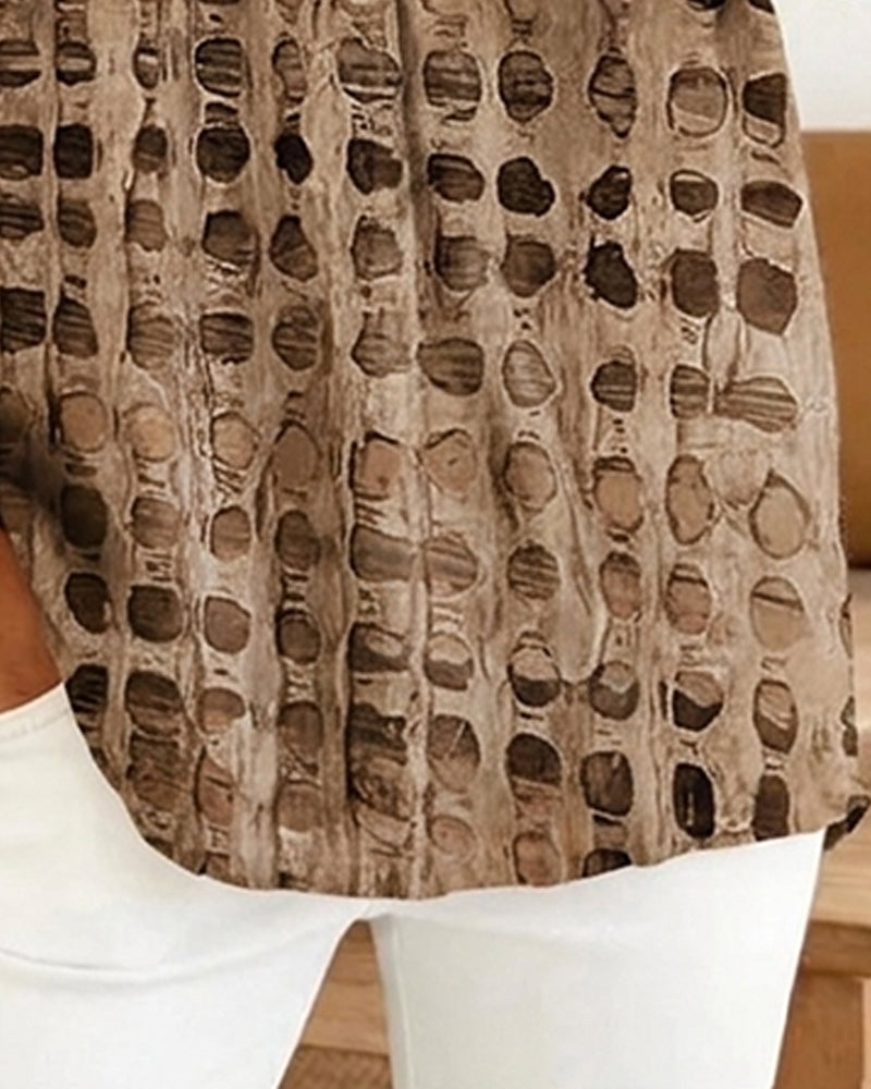 Polka Dot Print Button Half-Placket Blouse