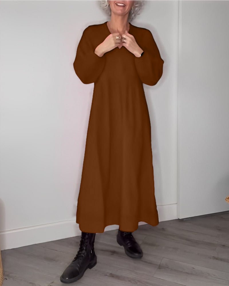 V-hals Elegant kjole med lange ermer