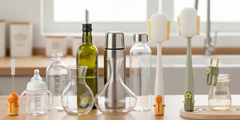 Brush cleaning various containers