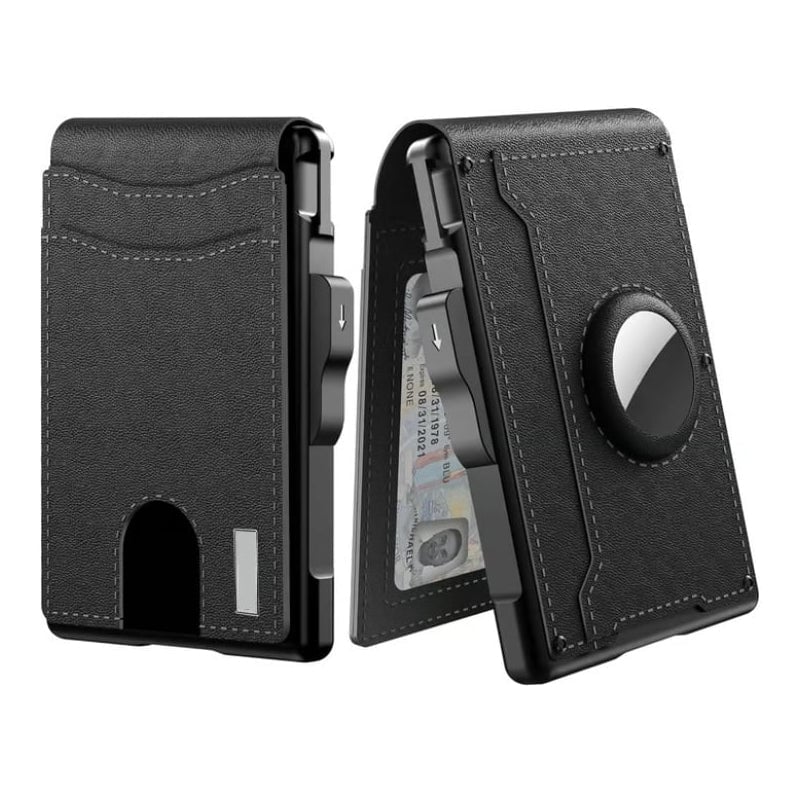 Fentes à cartes en cuir Pu pour AirTag, style homme d'affaires