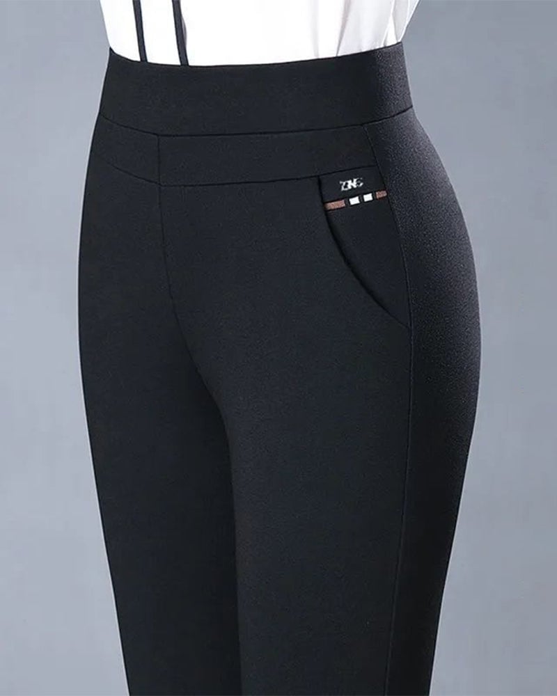 Pocket casual high waist trousers