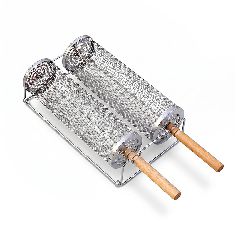 Saker® Rolling Grill Basket Set
