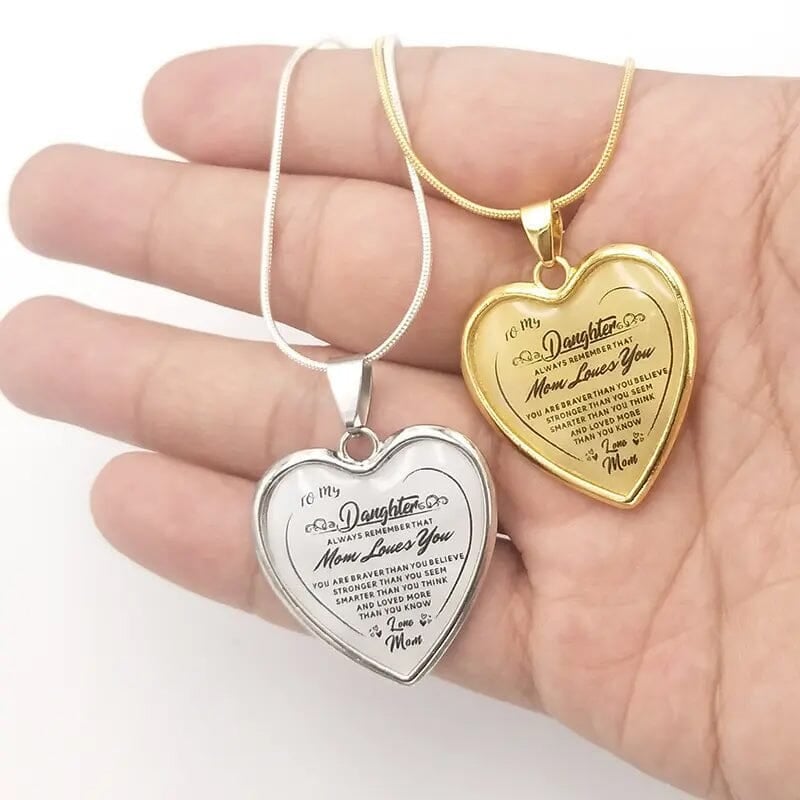 To My Daughter Heartfelt Necklace Love Mom/Dad