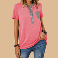 T-shirt da donna a maniche corte casual ampia monopetto