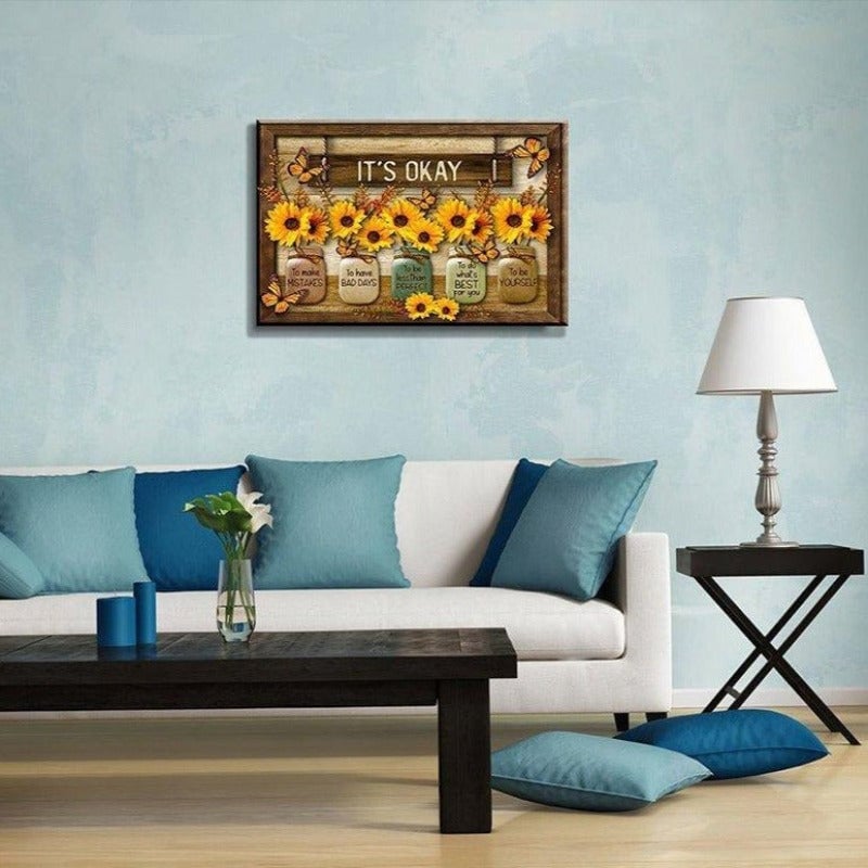 Vlinder Zonnebloemen Muur Kunst