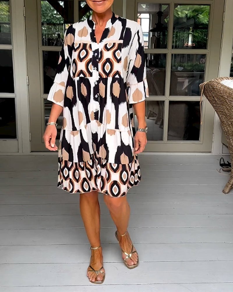 Robe imprimée à manches 3/4