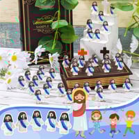 Mini-Jesus-Figuren mit dem Slogan „Jesus liebt dich“