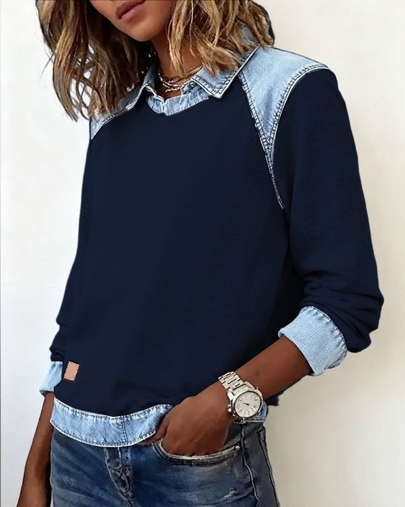 Blouse modieuze revers lange mouwen