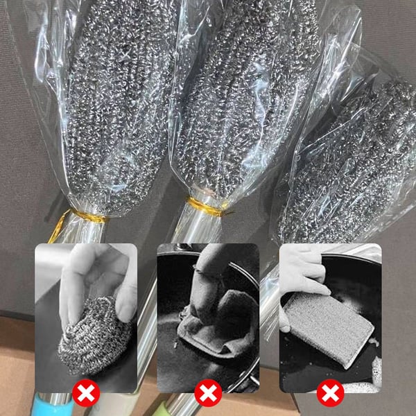 Long handle stainless steel pot brush