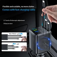 7-in-1 Universal Retractable Car Charger with Intelligent Voltage Display