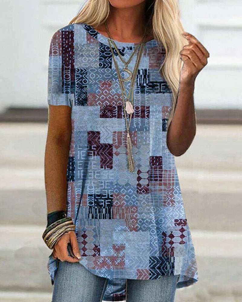 Kurzarm-t-shirt mit aufdruck
