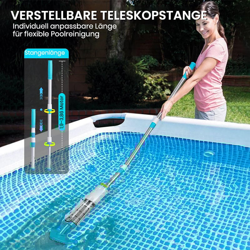 3-in-1 kabelloser, wiederaufladbarer Poolsauger mit leistungsstarkem Motor