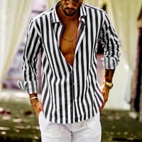 Camicia da uomo a maniche lunghe con bottoni a righe