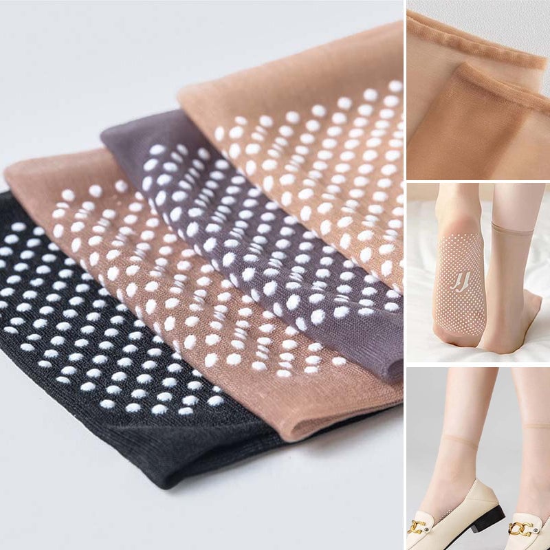 Unsichtbare, rutschfeste Kristallseidensocken für Frühling und Sommer